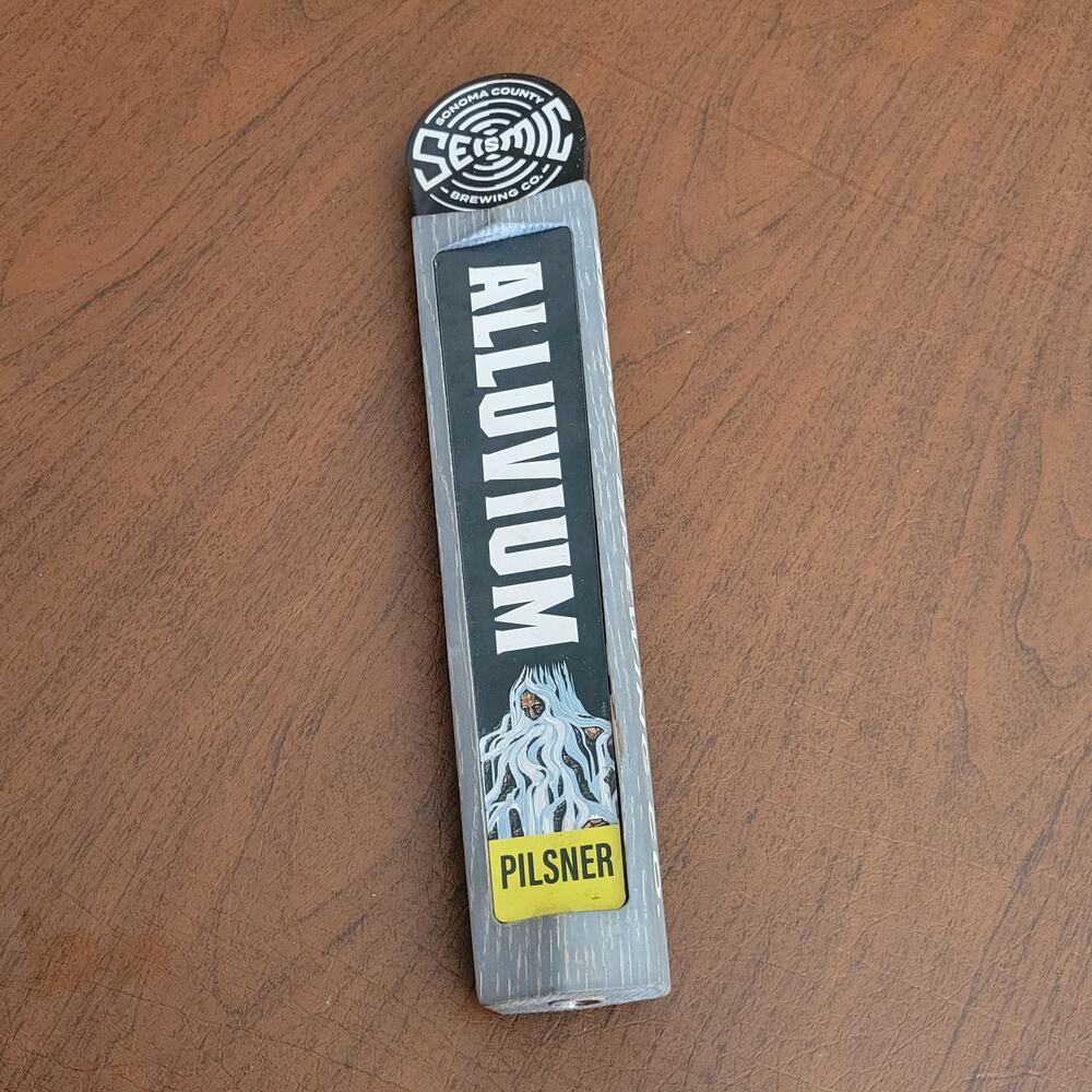Seismic Sonoma Brewing Co. Alluvium Pilsner Wooden Beer Tap Handle 13" long